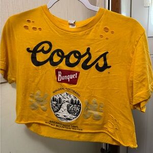 Coors Banquet Distressed Crop Tee